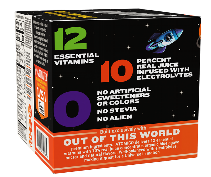 ATOMICO Sparkling Vitamin Water : MARS MANGO PEACH 12PK