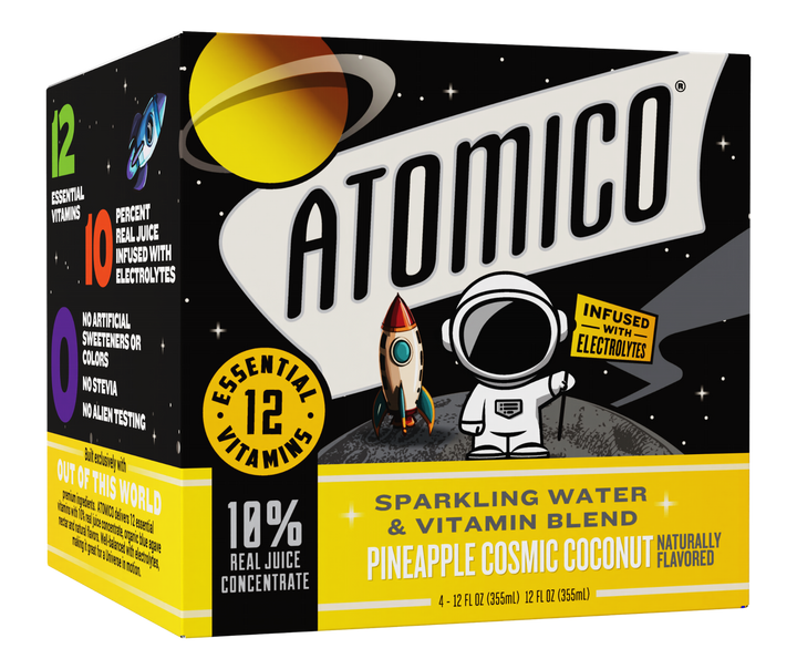 ATOMICO Sparkling Vitamin Water : PINEAPPLE COSMIC COCONUT 12PK