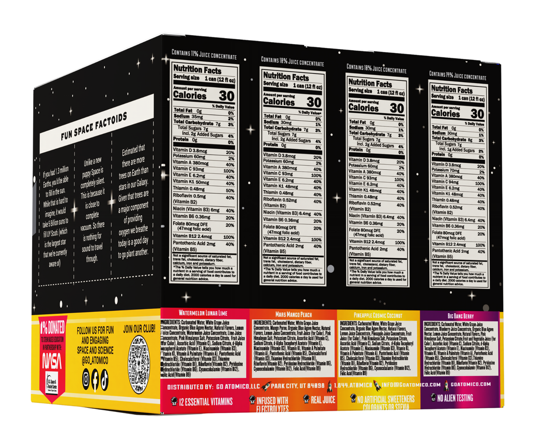 ATOMICO Sparkling Vitamin Water : VARIETY 12PK