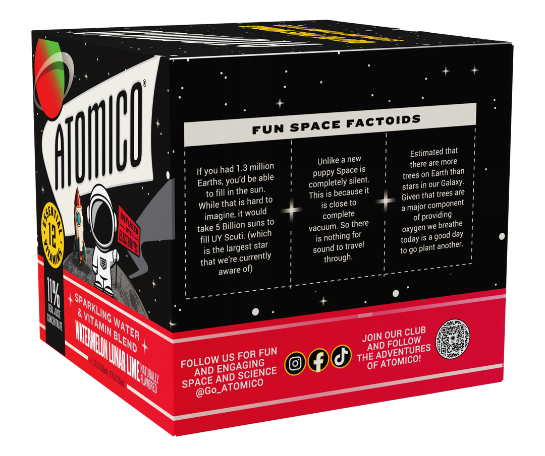 ATOMICO Sparkling Vitamin Water : WATERMELON LUNAR LIME 12PK