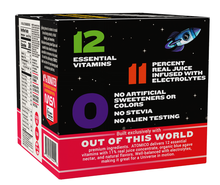ATOMICO Sparkling Vitamin Water : WATERMELON LUNAR LIME 12PK