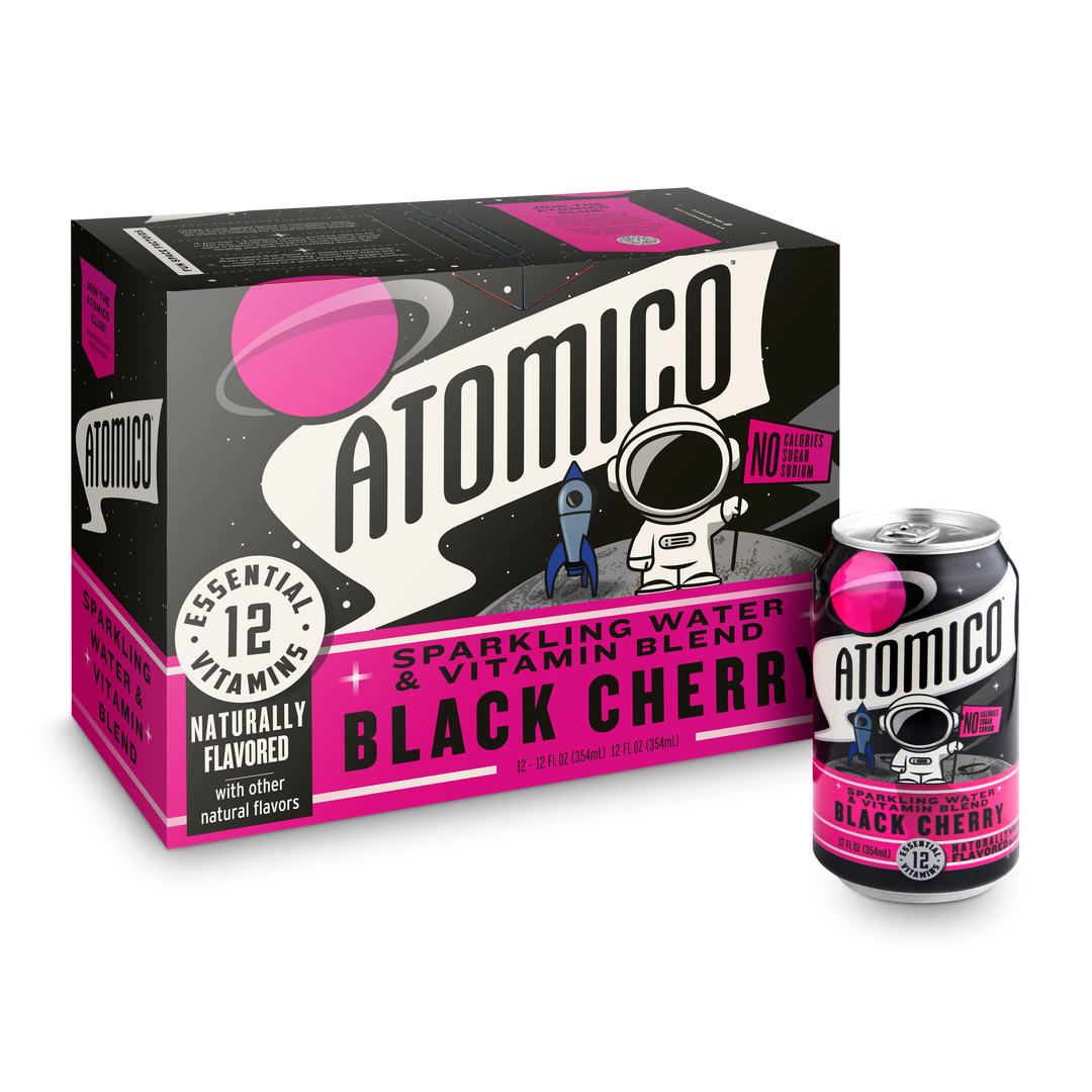 ATOMICO Sparkling Vitamin Water :Black Cherry: 12pk – www