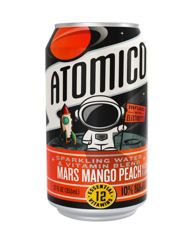 ATOMICO Sparkling Vitamin Water : MARS MANGO PEACH 12PK