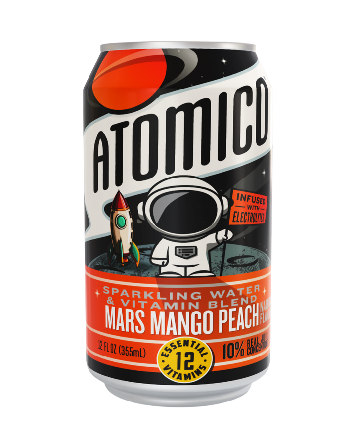 ATOMICO Sparkling Vitamin Water : MARS MANGO PEACH 12PK