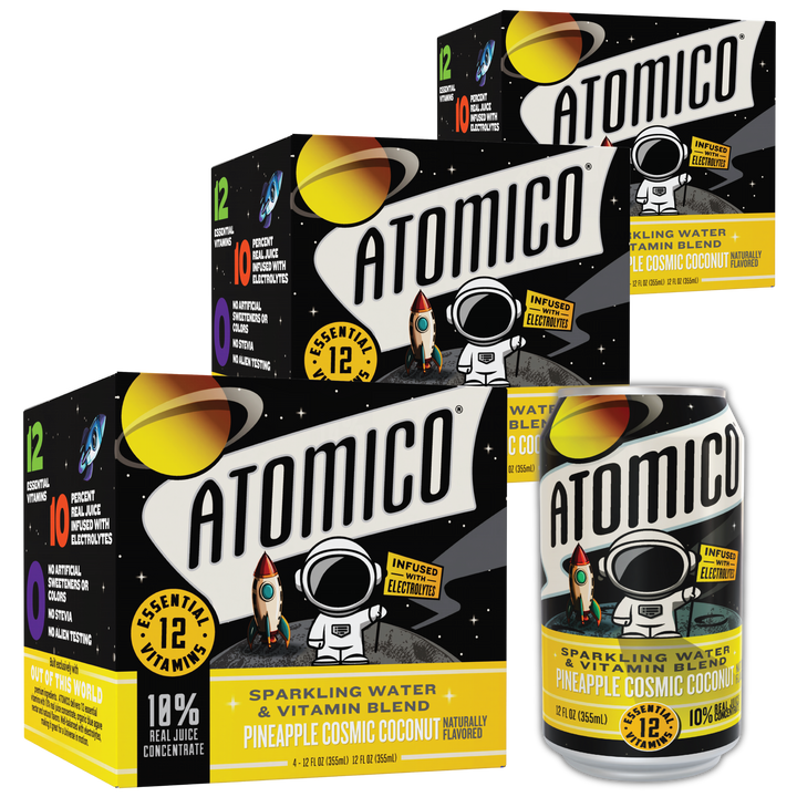 ATOMICO Sparkling Vitamin Water : PINEAPPLE COSMIC COCONUT 12PK