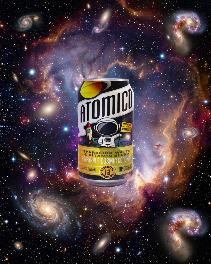 ATOMICO Sparkling Vitamin Water : PINEAPPLE COSMIC COCONUT 12PK