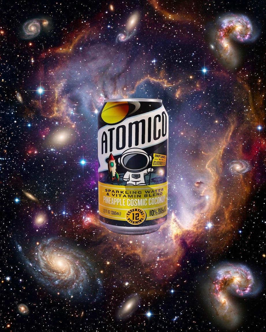 ATOMICO Sparkling Vitamin Water : PINEAPPLE COSMIC COCONUT 12PK