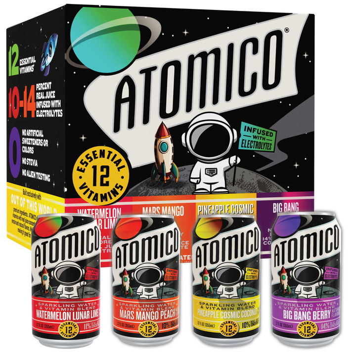 ATOMICO Sparkling Vitamin Water : VARIETY 12PK