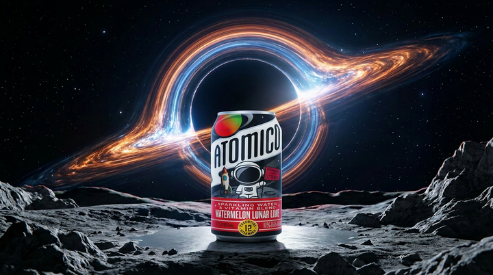 ATOMICO Sparkling Vitamin Water : WATERMELON LUNAR LIME 12PK