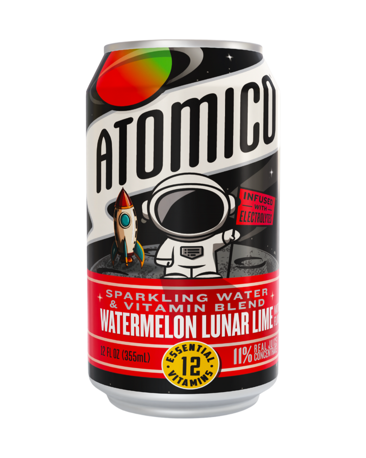 ATOMICO Sparkling Vitamin Water : WATERMELON LUNAR LIME 12PK